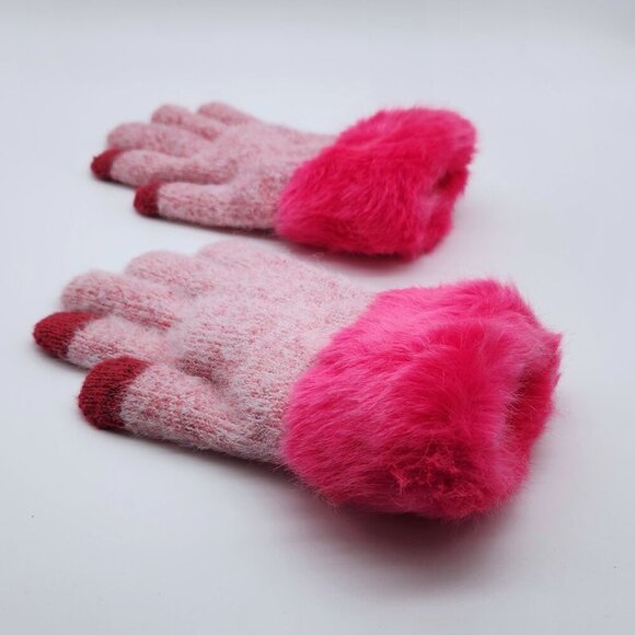 💙 Kids pinks fuzzy gloves, winter gloves with touch screen fingertips, cute - Picture 2 of 10